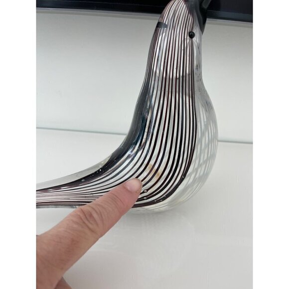 Art Glass Bird Mezza Filagrana Dino Martens Style MCM Elegant Decor Striped - Picture 7 of 8